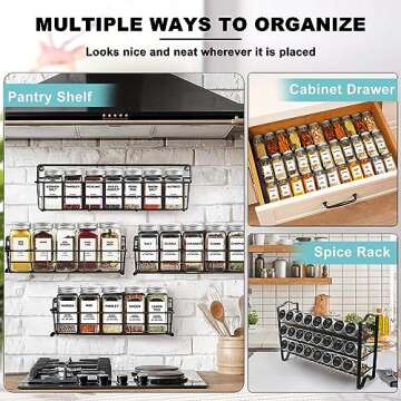 AISIPRIN 24 Pcs Glass Spice Jar Set for Kitchen Organization