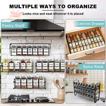 AISIPRIN 24 Pcs Glass Spice Jar Set for Kitchen Organization