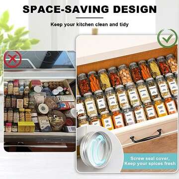AISIPRIN 24 Pcs Glass Spice Jar Set for Kitchen Organization