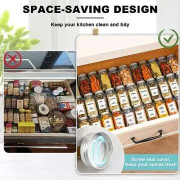 AISIPRIN 24 Pcs Glass Spice Jar Set for Kitchen Organization