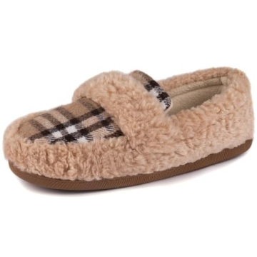 Zizor Women's Fuzzy Loafer Slippers - Memory Foam Comfort
