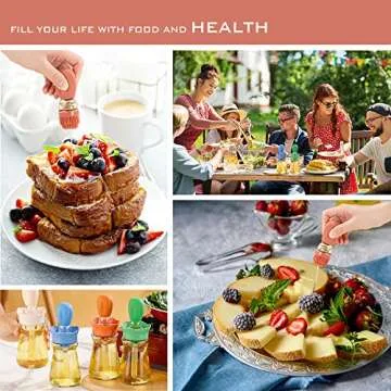 YVYAVGE Oil Dispenser with Brush - Glass Olive Oil Dispenser for Kitchen, 2 IN 1 Oil Dispenser Bottle with Silicone Basting Brush for Cooking Vinegar Sauce BBQ Grill Frying