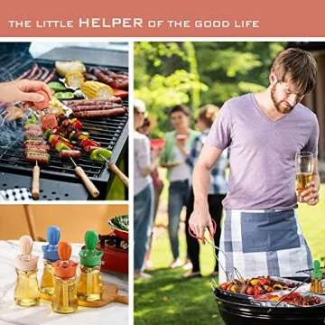 YVYAVGE Oil Dispenser with Brush - Glass Olive Oil Dispenser for Kitchen, 2 IN 1 Oil Dispenser Bottle with Silicone Basting Brush for Cooking Vinegar Sauce BBQ Grill Frying