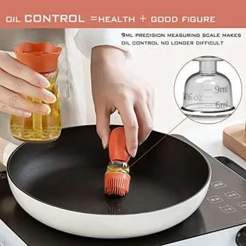 YVYAVGE Oil Dispenser with Brush - Glass Olive Oil Dispenser for Kitchen, 2 IN 1 Oil Dispenser Bottle with Silicone Basting Brush for Cooking Vinegar Sauce BBQ Grill Frying