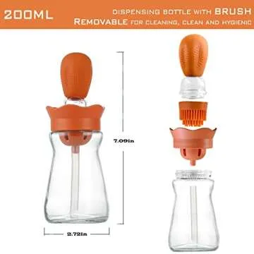 YVYAVGE Oil Dispenser with Brush - Glass Olive Oil Dispenser for Kitchen, 2 IN 1 Oil Dispenser Bottle with Silicone Basting Brush for Cooking Vinegar Sauce BBQ Grill Frying