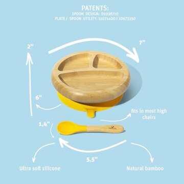 Avanchy Feeding Bamboo Spill Proof Set - Suction Bowl & Plate with Spoons