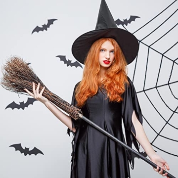 Halatool 10 Pieces Halloween Witch Hats, Floating Black Hanging Witch Hats Outdoor, Halloween Party Favors Witch Hat with 98 Feet Hanging Rope for Halloween Costume Accessories Party Decoration