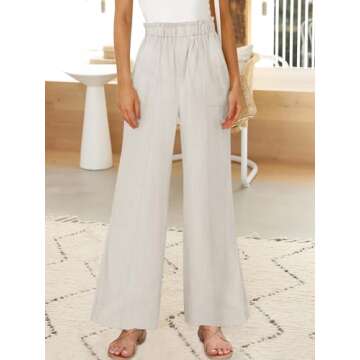 ANRABESS Women's Linen Palazzo Pants - Casual Wide Leg Beach Trousers