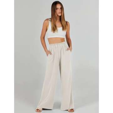 ANRABESS Women's Flowy Summer Palazzo Pants