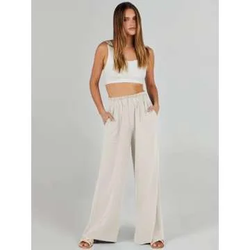 ANRABESS Women's Flowy Summer Palazzo Pants