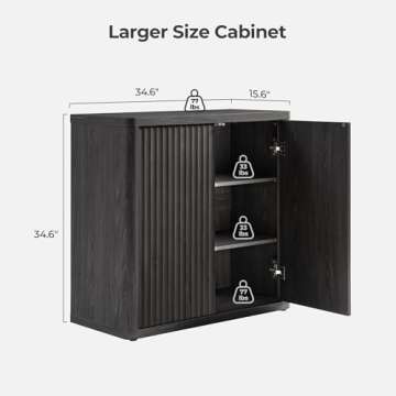 SICOTAS Buffet Cabinet with Storage Sideboard Accent Modern Credenza with Doors & Shelves Fluted 34....