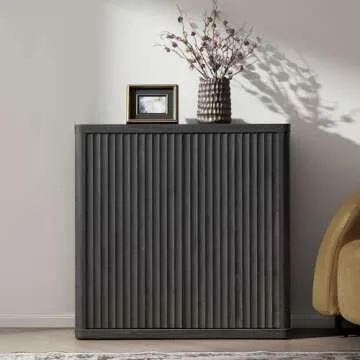 SICOTAS Buffet Cabinet with Storage Sideboard Accent Modern Credenza with Doors & Shelves Fluted 34.6" Tall Media Console Mid Century Coffee Bar Table for Living Room Kitchen Dining Room Hallway