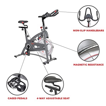 Sunny Health & Fitness Indoor Cycling Exercise Bike with Adjustable Resistance