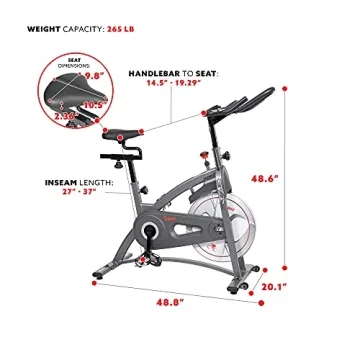 Sunny Health & Fitness Indoor Cycling Exercise Bike with Adjustable Resistance