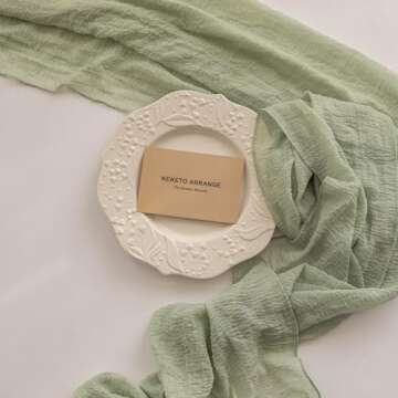Keketo Sage Green Easter Table Runner St Patricks Day Cheesecloth 120 Inch 10 FT Rustic Boho Cheese Cloth Runner for Wedding Baby Shower Bridal Shower Sheer Gauze Centerpiece Spring Home Decorations