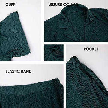 Ekaliy Women's Pleated 2 Piece Casual Pants Set