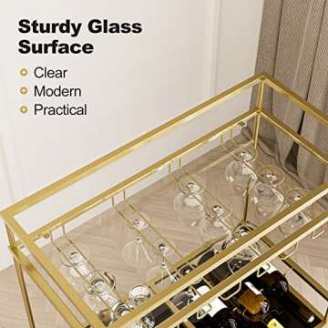 IKIFLY 2-Tier Glass Bar Cart - Elegant & Functional