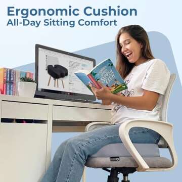 Seat Cushion for Office Chairs - Fits 18"x14" Seats, Tailbone, Coccyx Pain Relief - Butt, Pressure &...