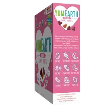 YumEarth Organic Valentine Sugarcoated Gummy Fruit Hearts - Fruity Candy, Gluten Free Snacks for Kids - Allergy Friendly, Non-GMO, No Artificial Flavors or Dyes - Assorted Flavors, 7.5 oz (Pack of 15)