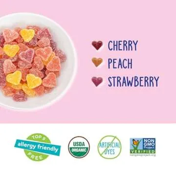YumEarth Organic Valentine Sugarcoated Gummy Fruit Hearts - Fruity Candy, Gluten Free Snacks for Kids - Allergy Friendly, Non-GMO, No Artificial Flavors or Dyes - Assorted Flavors, 7.5 oz (Pack of 15)