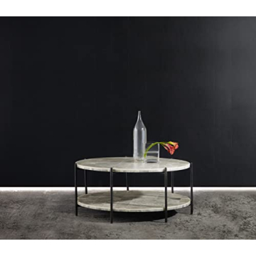 Melange Blythe Round Onyx Top Coffee Table - Elegant Design