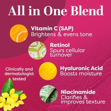 TruSkin Vitamin C Super Serum with Niacinamide, Retinol, Hyaluronic & Salicylic Acid (BHA) - All-in-One Anti Aging Facial Serum for Brightening, Firming, and Fading the Look of Dark Spots, 1 Fl Oz