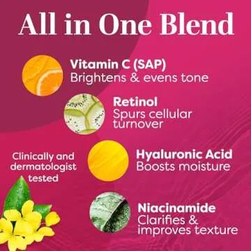 TruSkin Vitamin C Super Serum with Niacinamide, Retinol, Hyaluronic & Salicylic Acid (BHA) - All-in-One Anti Aging Facial Serum for Brightening, Firming, and Fading the Look of Dark Spots, 1 Fl Oz