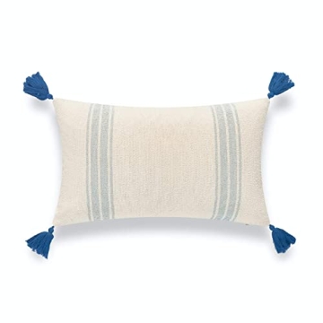 Hofdeco Beach Coastal Morrocan Decorative Lumbar Pillow Cover ONLY for Couch, Sofa, or Bed, Light Bl...