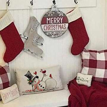 JXZYGMD Christmas Pillow Covers 12x20 Snowman Merry Christmas Lumbar Pillow Cover Decorations Throw Pillow Covers Farmhouse Pillows Decorative for Sofa Winter Home Decor