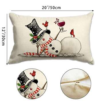 JXZYGMD Christmas Pillow Covers 12x20 Snowman Merry Christmas Lumbar Pillow Cover Decorations Throw Pillow Covers Farmhouse Pillows Decorative for Sofa Winter Home Decor