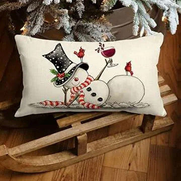 JXZYGMD Snowman Christmas Pillow Cover for Festive Decor
