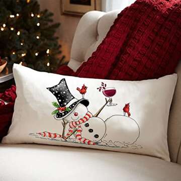 JXZYGMD Christmas Pillow Covers 12x20 Snowman Merry Christmas Lumbar Pillow Cover Decorations Throw Pillow Covers Farmhouse Pillows Decorative for Sofa Winter Home Decor