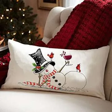 JXZYGMD Snowman Christmas Pillow Cover for Festive Decor