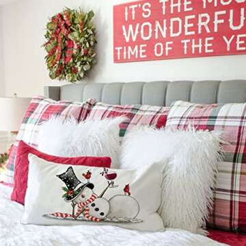 JXZYGMD Christmas Pillow Covers 12x20 Snowman Merry Christmas Lumbar Pillow Cover Decorations Throw Pillow Covers Farmhouse Pillows Decorative for Sofa Winter Home Decor