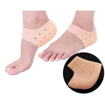 Silicone Gel Heel Protector - Plantar Fasciitis Soft Socks for Hard, Cracked, Dry Skin- One Pair- Moisturizing Protector by Alayna