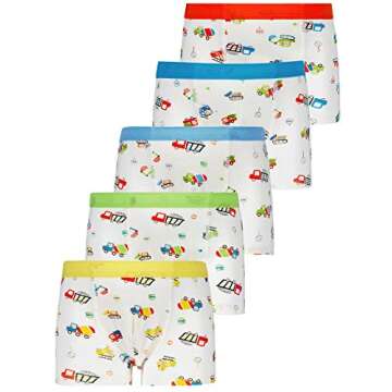 CC&La Dame Toddler Boxer Briefs Engineering Truck 5 Pack
