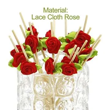 Minisland Red Rose Flower Cocktail Picks, 4.7 Inch Long Bamboo Fancy Toothpicks for Appetizers, Decorative Bridal Wedding Valentines Party Food Drinks Garnish Fruit Skewer Sticks 100 Counts - MSL220