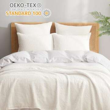 PHF Ultra Soft Waffle Weave Euro Shams Pillow Covers 26" x 26" 2 Pack, No Filling, Breathable Skin-F...