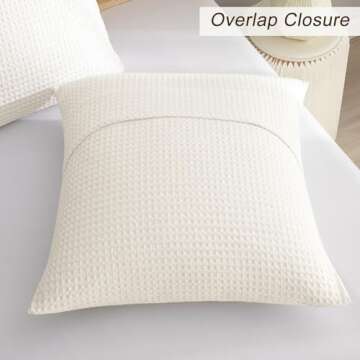 PHF Ultra Soft Waffle Weave Euro Shams Pillow Covers 26" x 26" 2 Pack, No Filling, Breathable Skin-Friendly Euro Throw Pillow Covers for Bed Couch Sofa, Coconut White