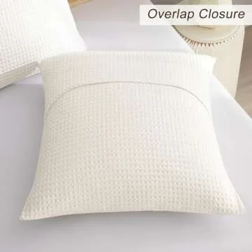 PHF Ultra Soft Waffle Weave Euro Shams Pillow Covers 26" x 26" 2 Pack, No Filling, Breathable Skin-Friendly Euro Throw Pillow Covers for Bed Couch Sofa, Coconut White