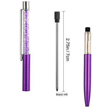 TecUnite 20 Pieces 2.75 Inch Ballpoint Pen Refills for Diamond Crystal Stylus Pens with Black Velvet...