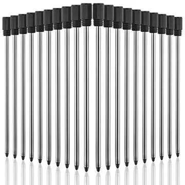 TecUnite 20 Pieces 2.75 Inch Ballpoint Pen Refills for Diamond Crystal Stylus Pens with Black Velvet Bag Supplies(Black Refill)