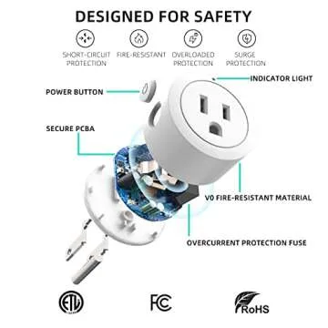 Smart Plug ESICOO, WiFi Plugs That Work with Alexa, Echo, Google Home, Surge Protector & Timer & Group Controller, ETL & FCC Certified, No Hub Required, 2.4G WiFi Only, 4 Pack
