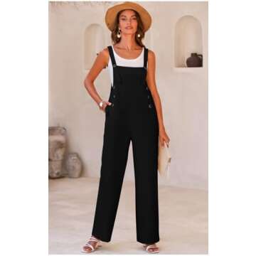 PRETTYGARDEN Overall Jumpsuit For Women 2025 Summer Casual Wide Leg Sleeveless Button Striped Jumpsuits Trendy Outfits