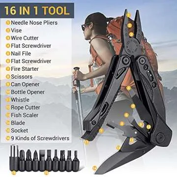 Christmas Stocking Stuffers for Men Dad Adults Gifts 16 In 1 Pocket Multitool Knife Plier Camping Accessories Multi Tool Gadgets Birthday Him Boyfriend Husband Women Who Have Everthing Wants Nothing