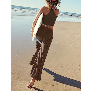 Ugerlov Women's Two Piece Summer Sets Ribbed Tank Crop Top Wide Leg Pants 2 Piece Outfits Matching Lounge Sets Tracksuit