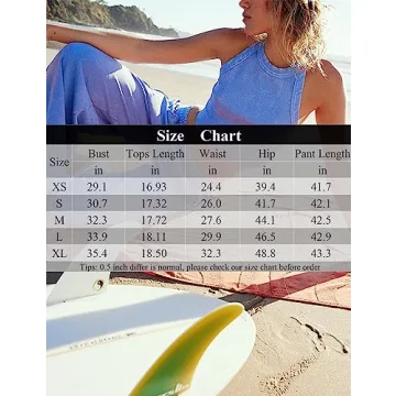 Ugerlov Women's Two Piece Summer Sets Ribbed Tank Crop Top Wide Leg Pants 2 Piece Outfits Matching Lounge Sets Tracksuit