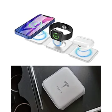 Compact KIKIMO Tesla 3 in 1 Wireless Charger for Apple Devices