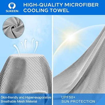 Sukeen [4 Pack] Cooling Towel (40"x12"),Ice Towel,Soft Breathable Chilly Towel,Microfiber Towel for Yoga,Sport,Running,Gym,Workout,Camping,Fitness,Workout & More Activities