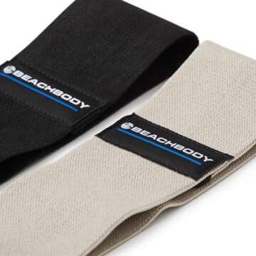 BODi Thick Resistance Bands, Home Gym Workout Equipment, Exercise Bands, Resistance Loops for Home Fitness, Yoga, Pilates, Stretching, Strength Training, Booty and Thigh Workouts, Set of 2 Black/Gray